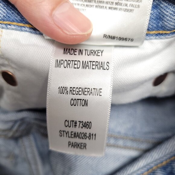 Agolde Cutoff Distressed Denim High Rise Shorts Button Fly Size 27 - Picture 8 of 8